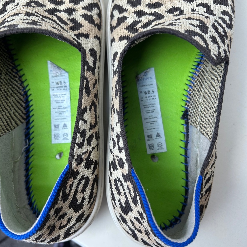 Rothy's City Slip On Sneakers Women's 8.5 Leopard Print Washable Knit Shoes - Picture 7 of 8
